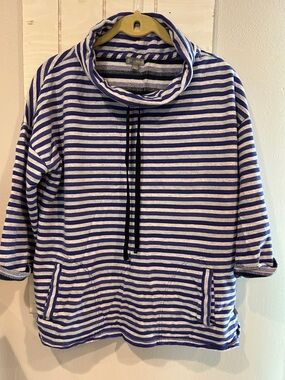 Talbots Striped Knit Top in Blue and White